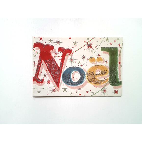 Christmas Card Other - Whitman Vintage Christmas Greeting Card Noel Glitter Stars 1940's-50's